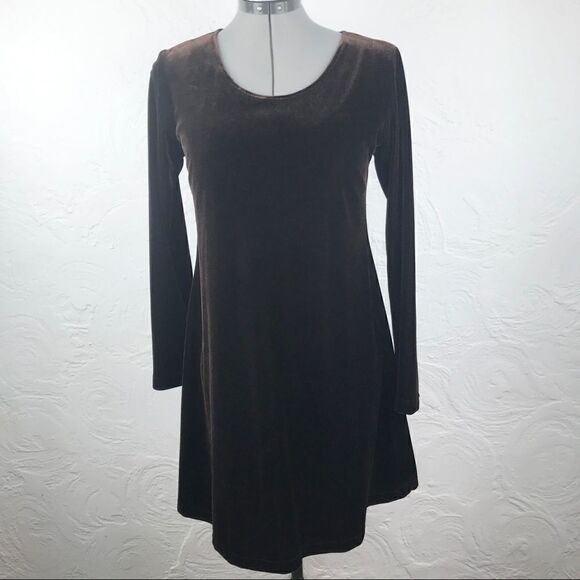 Caren Desiree Co. Brown Velvet Stretch ALine Dress - Picture 1 of 9